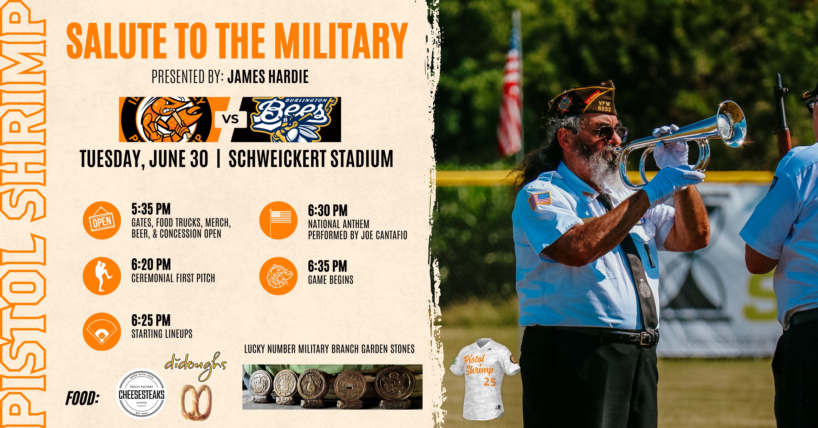 Pistol Shrimp to Salute the Military at Schweickert Stadium!